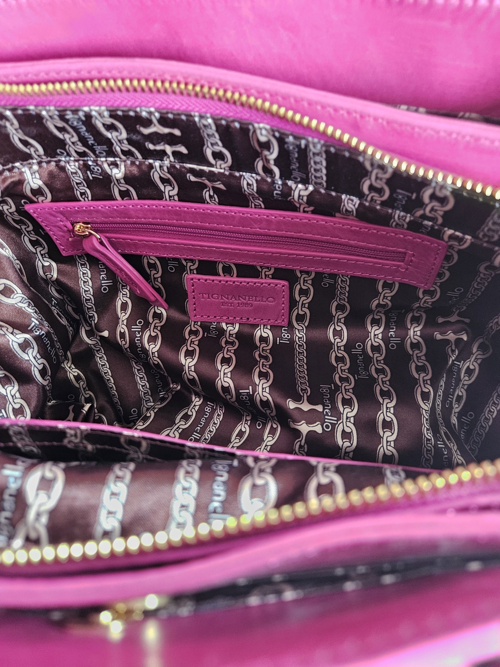 Tignanello Triple Entry Pink Leather Shopper - Picture 6 of 9